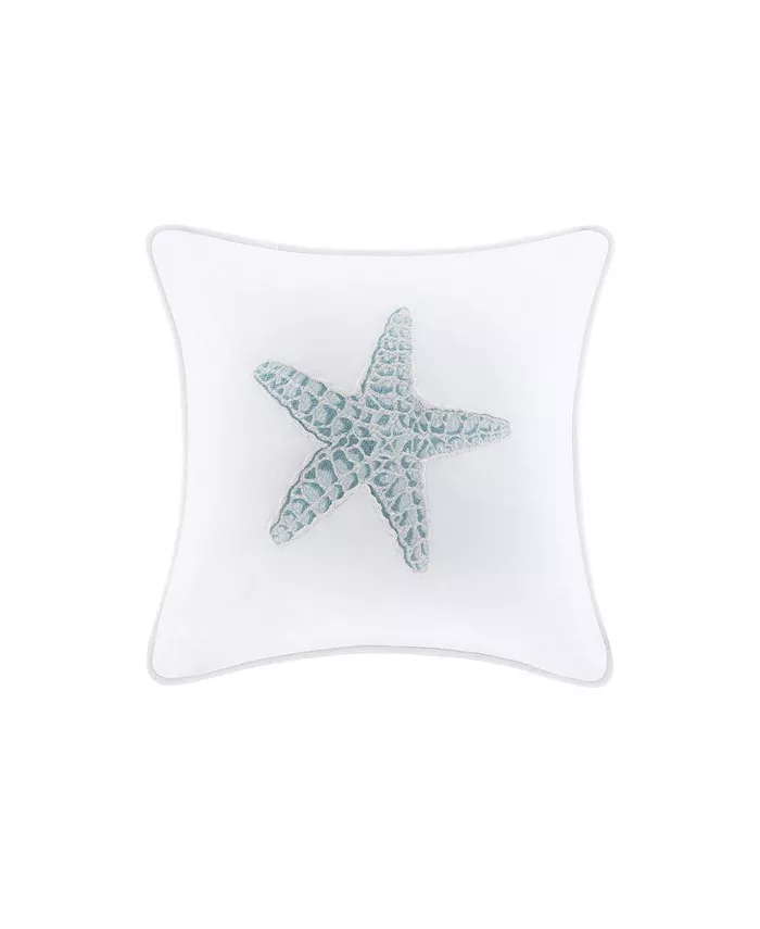 Gracie Mills Maya Bay Square Pillow， 16 by 16-Inch， White