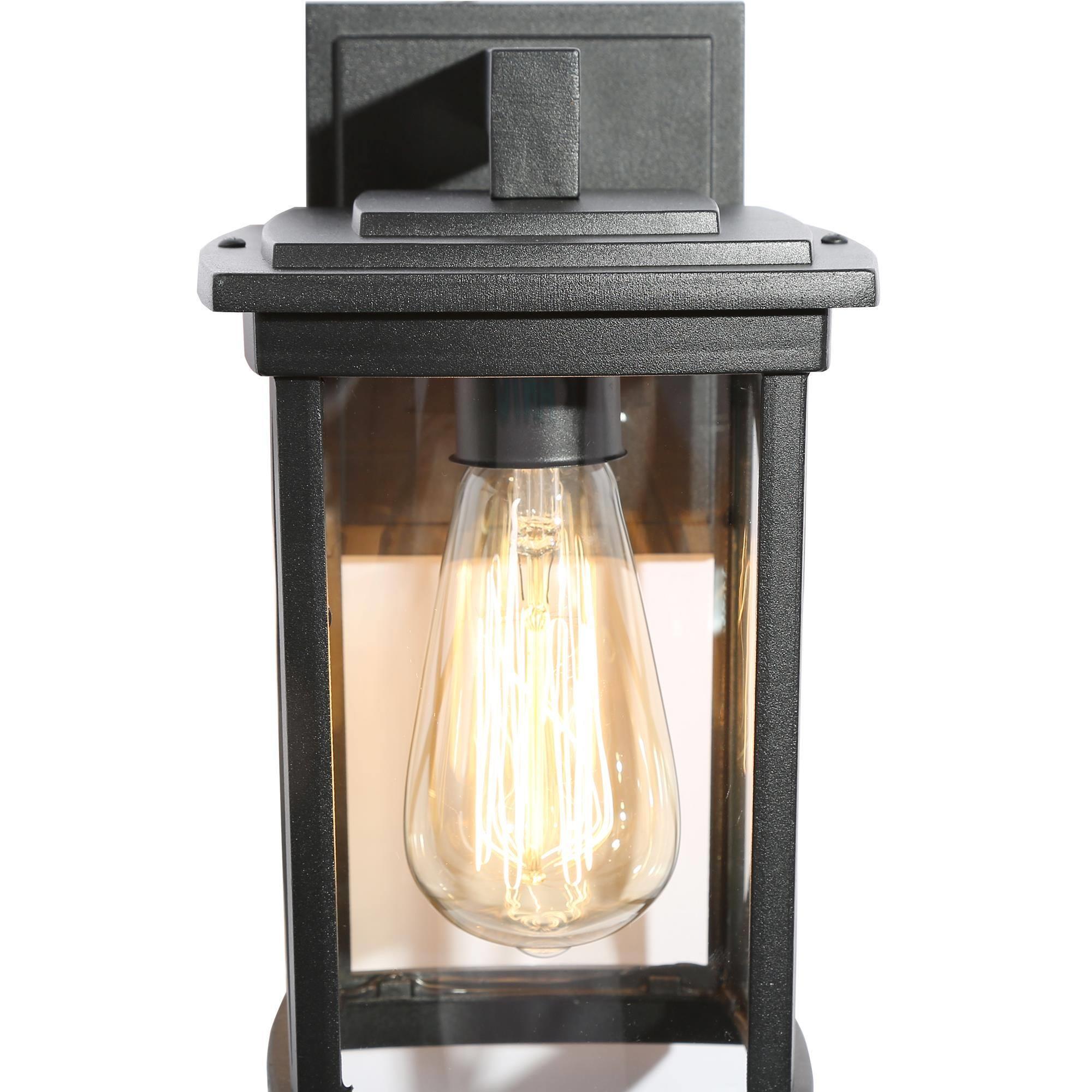 LNC Lans 2-Pack 11-in H Sandy Black Clear Glass Square Cage Modern/Contemporary Medium Base (E-26) Outdoor Wall Light,10.2"H