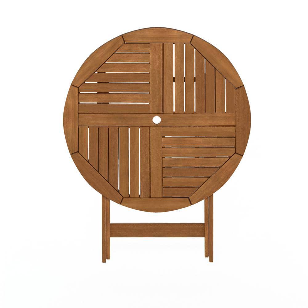 Furinno Tioman Hardwood Sunlight Outdoor Folding Dining Table with Umbrella Holes