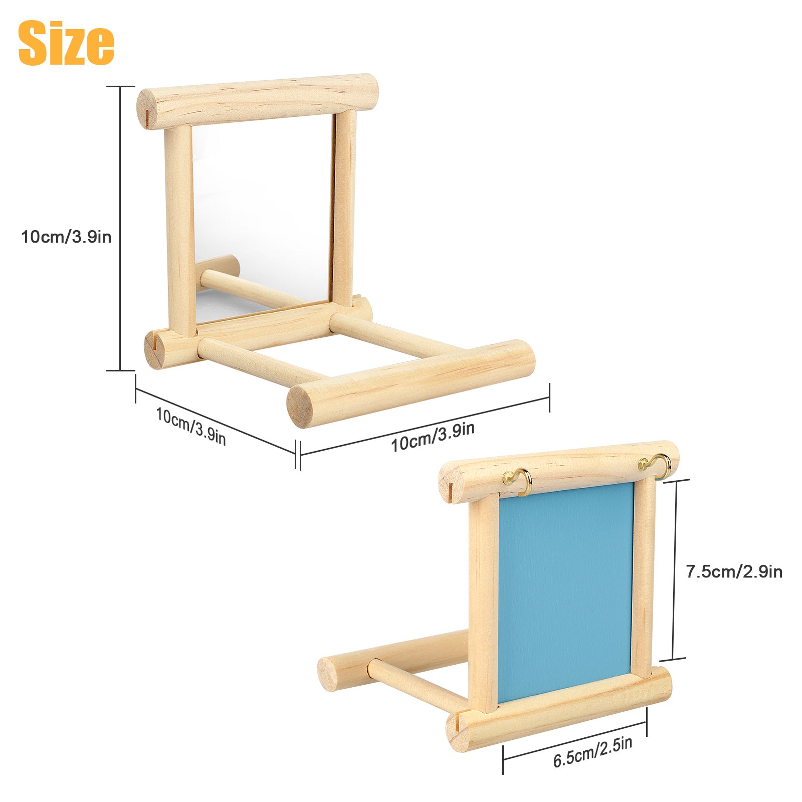 Bird Swing Toy Bird Parrot Cage Swing Mirror Toy， TSV Bird Mirror Parakeet Parrot Cage Wooden Swing Toy Hummingbird Perch Stand for Pet Birds Parakeet Lovebird Canaries Macaw African Parrot