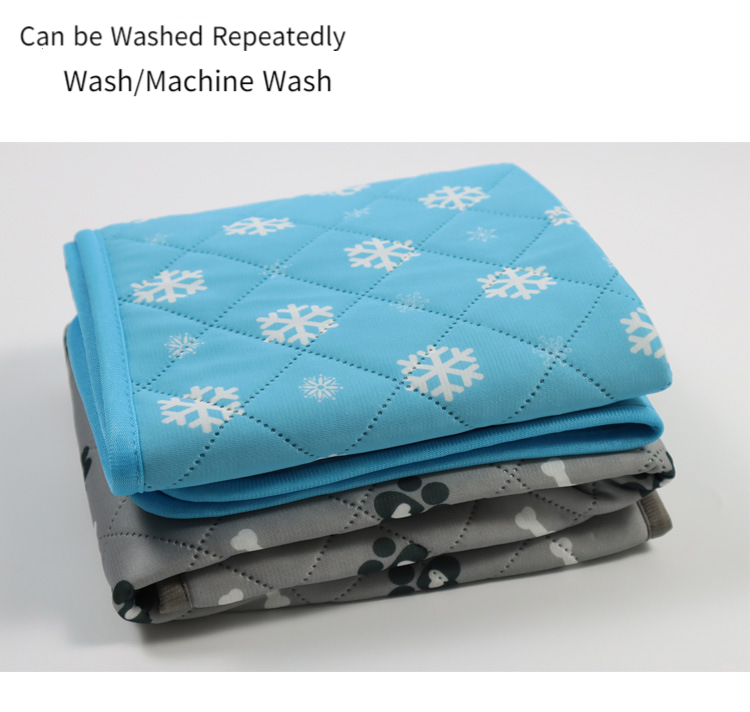 SAYTAY Cooling Mat， Pet Cooling Pad for Dogs Cats Breathable Ice Silk Self Cooling Pet Bed Washable Comfort Pad Blanket Sleep Mat Ideal for Home Travel Car (Snowflake)