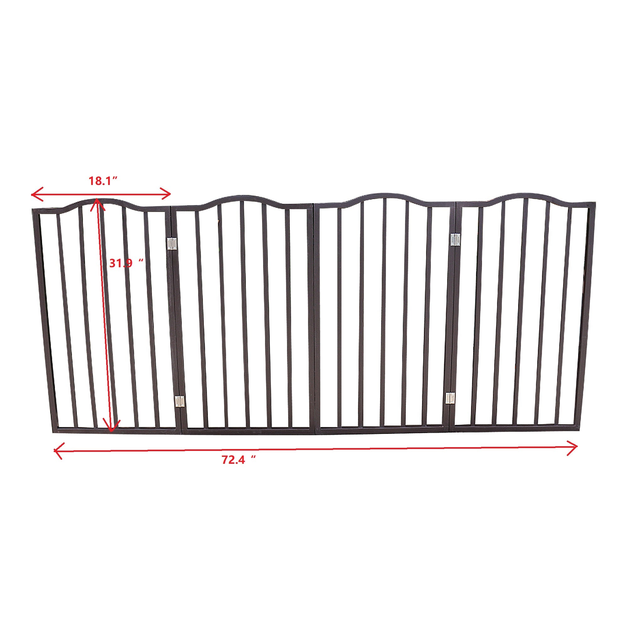 Indoor/Outdoor Classic Style Wood 4 Section Pet Gate， Extra Wide and Tall Pet Dog Safety Enclosure Dog Fences， Foldable Pet Gate Dog Gate for House， Doorway， Stairs - Dark Brown