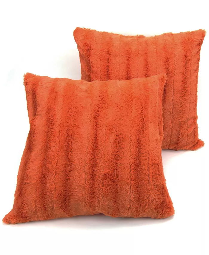 Cheer Collection Plush Reversible Faux Fur 2-Pack Decorative Pillow， 26