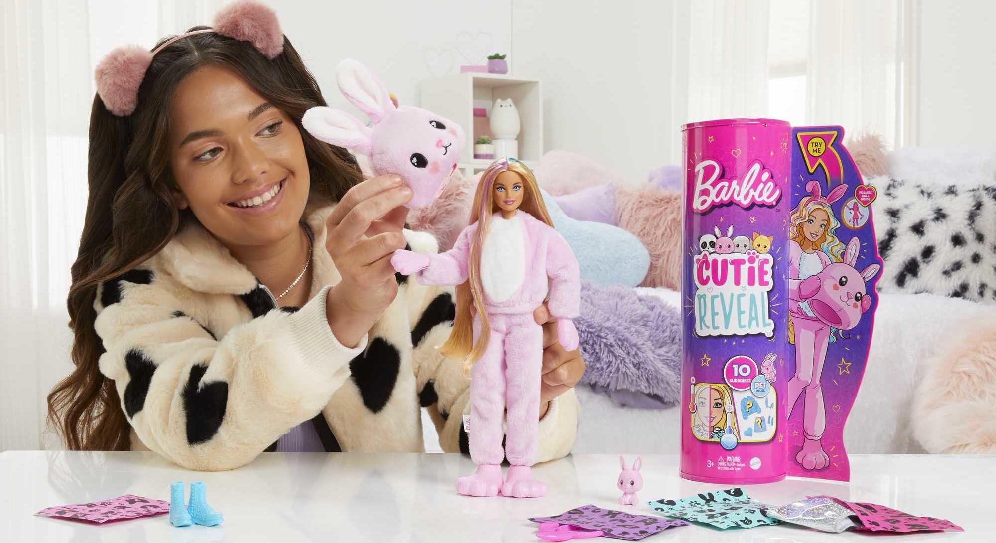 Barbie Cutie Reveal Fashion Doll with Bunny Plush Costume, Mini Pet & Accessories