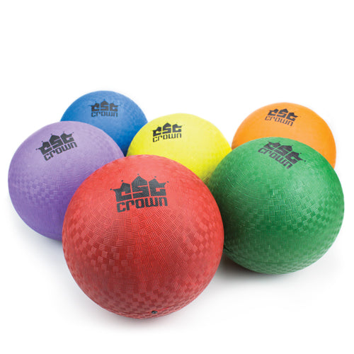 Crown Sporting Goods Set of 6 Playground Balls with Hand Pump and Needles – Classic 8.5