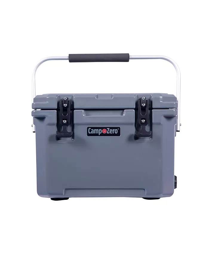 CAMP-ZERO 20 | 21 Qt. Premium Cooler with 4 Molded-In Cup Holders and Folding Aluminum Comfort Grip Handle | Black Granite