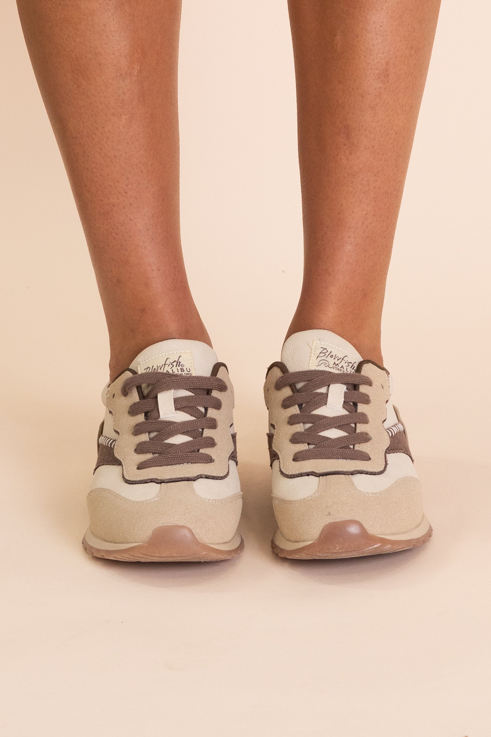 Blowfish Cream And Brown Lace Up Sneaker