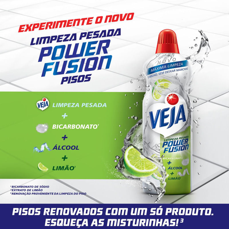 Veja Limpeza Pesada Power Fusion Limao Limpador de Pisos 500mL