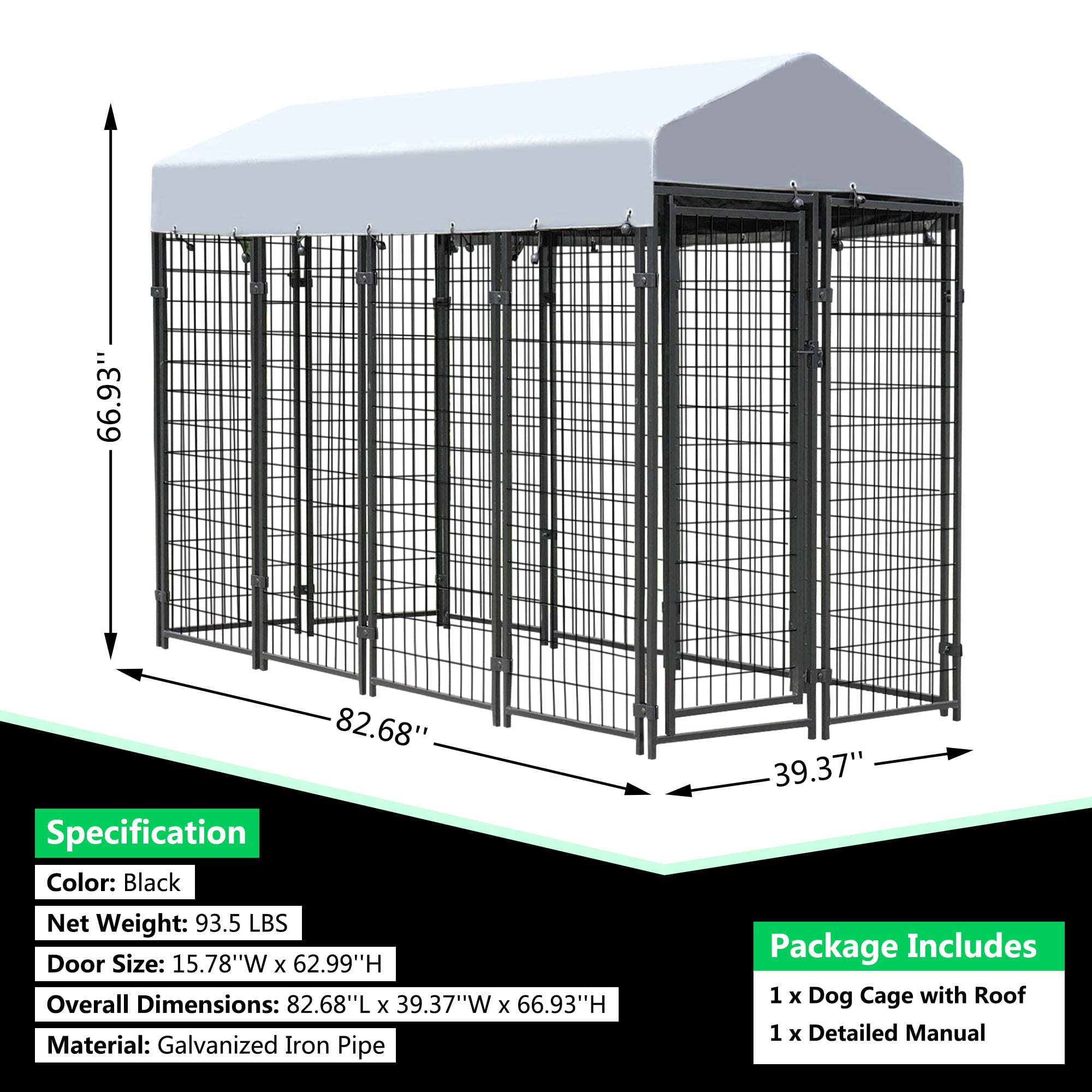 Coziwow Large Outdoor Dog Kennel Pets Heavy Duty Dog Cage Pet Playpen With Waterproof Cover