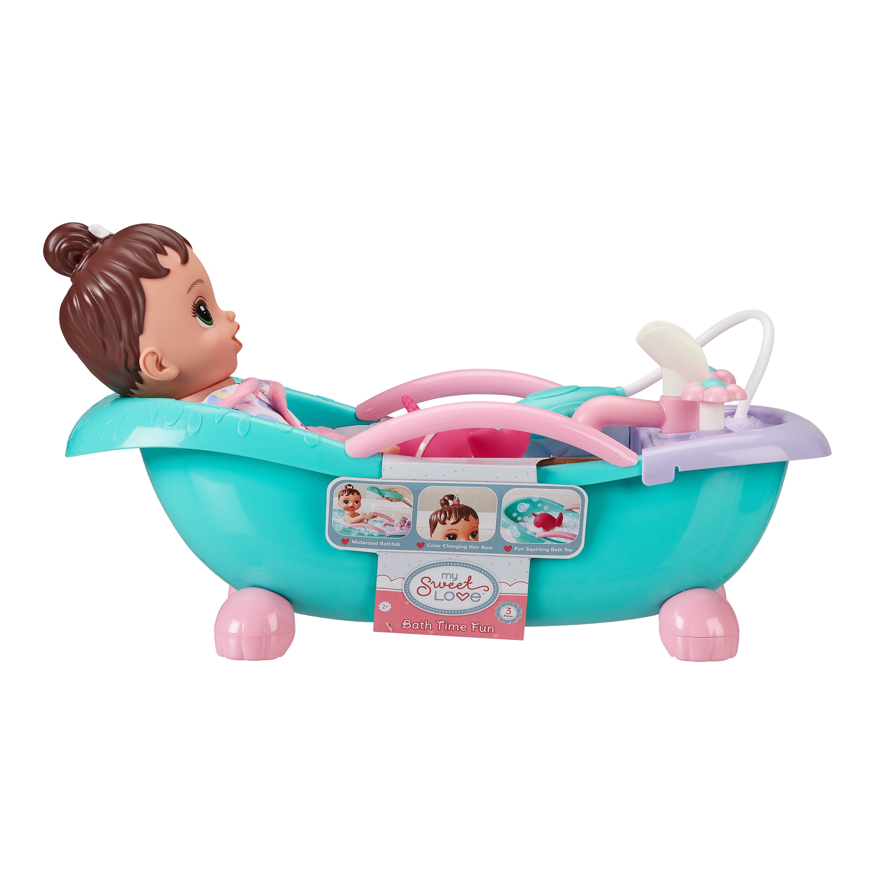 My Sweet Love Soft Baby Doll and Motorized Bathtub Set, 3 Pieces