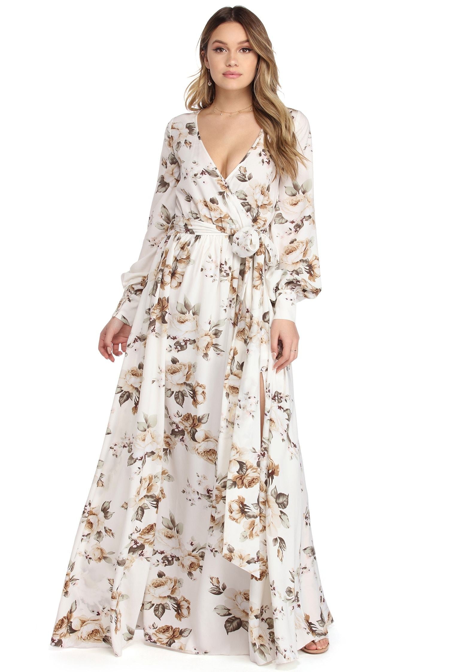 Makayla Floral Chiffon Wrap Dress