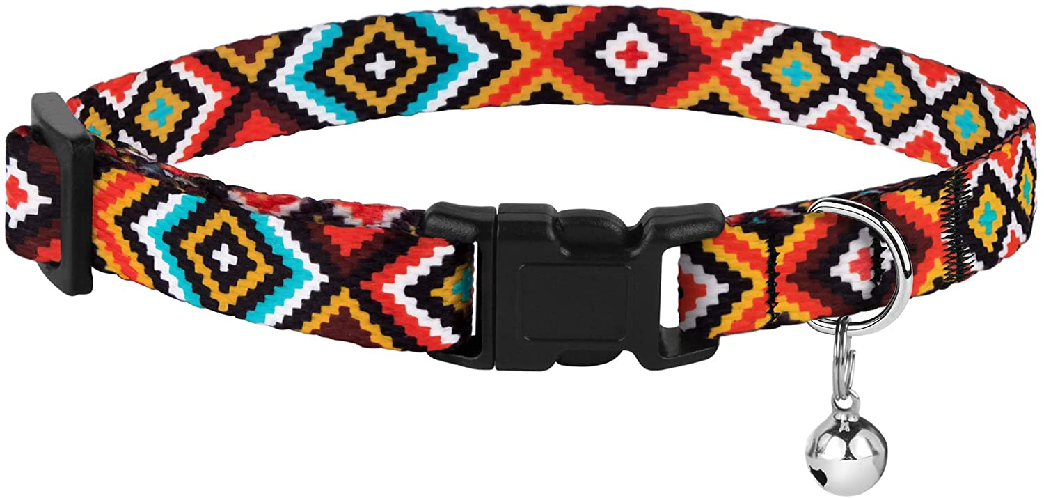 Aztec Cat Collar Breakaway Pack of 2 PCS Nylon Tribal Pattern Geometric Pet Kitten Collars for Cats