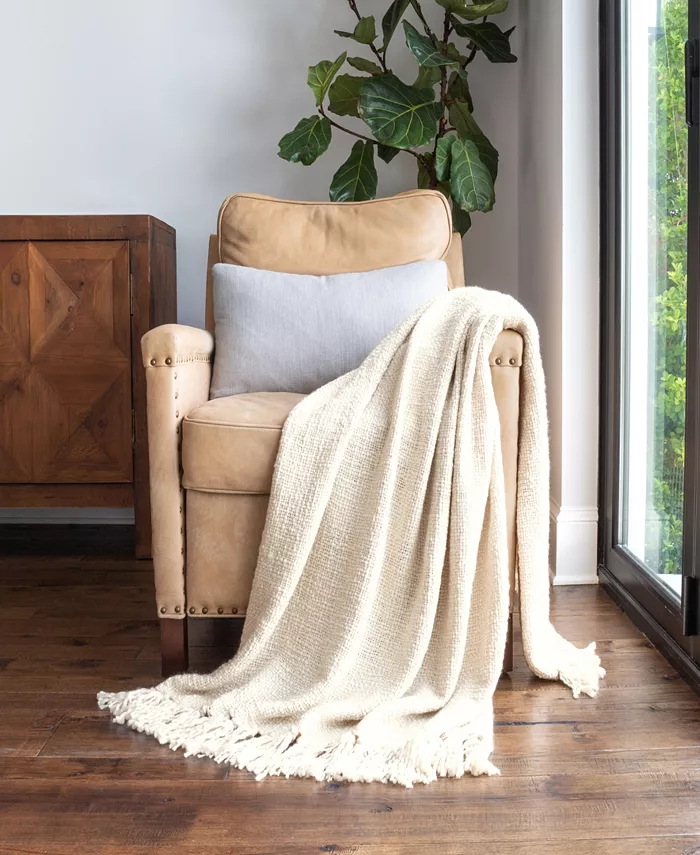ienjoy Home Slub-Yarn Fringed Throw， 60