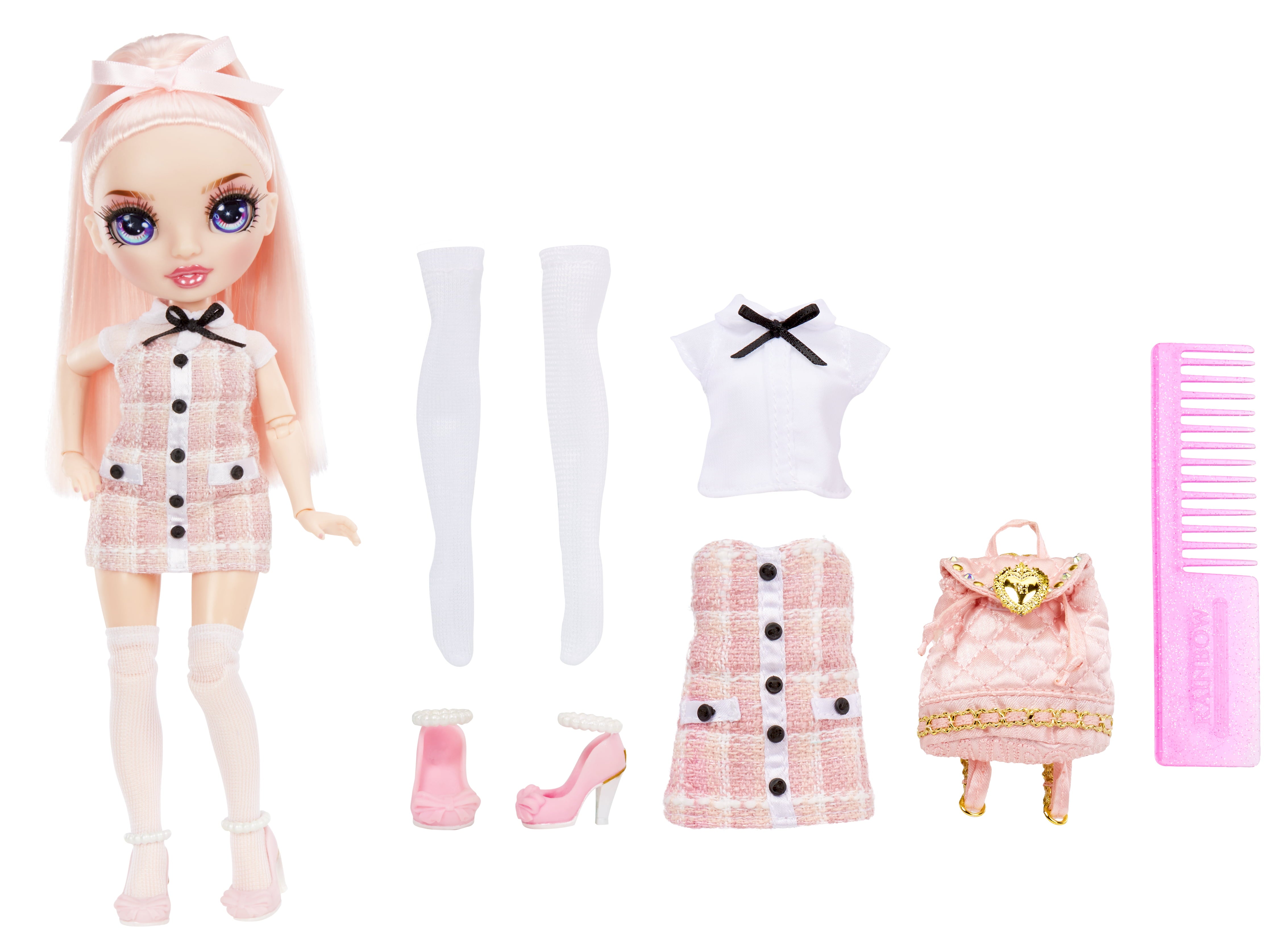 Rainbow High Jr High Bella Parker- 9-inch PINK Fashion Doll with Doll Accessories- Open and Closes Backpack. Great Gift for Kids 6-12 Years Old and Collectors
