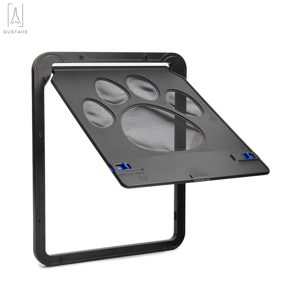 Gustave Dog Door Pet Screen Door Black with Magnetic Flap Automatic Close Lockable Cat Door Screen Gate for Small Dog and Cat