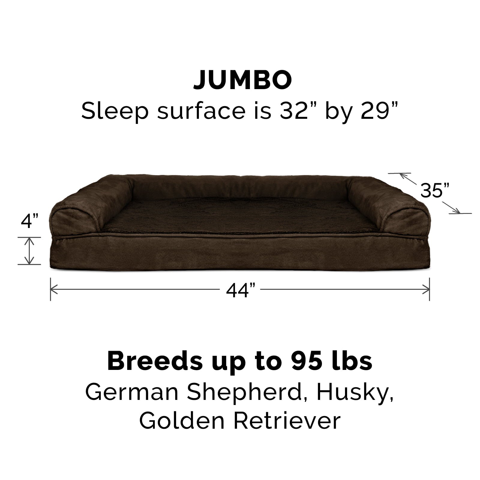 FurHaven | Orthopedic Ultra Plush Sofa Pet Bed for Dogs and Cats， Espresso， Jumbo
