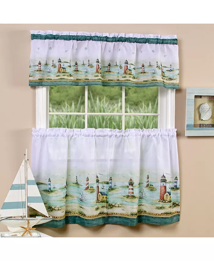 Achim Hamptons Tier and Valance Window Curtain Set， 58x24