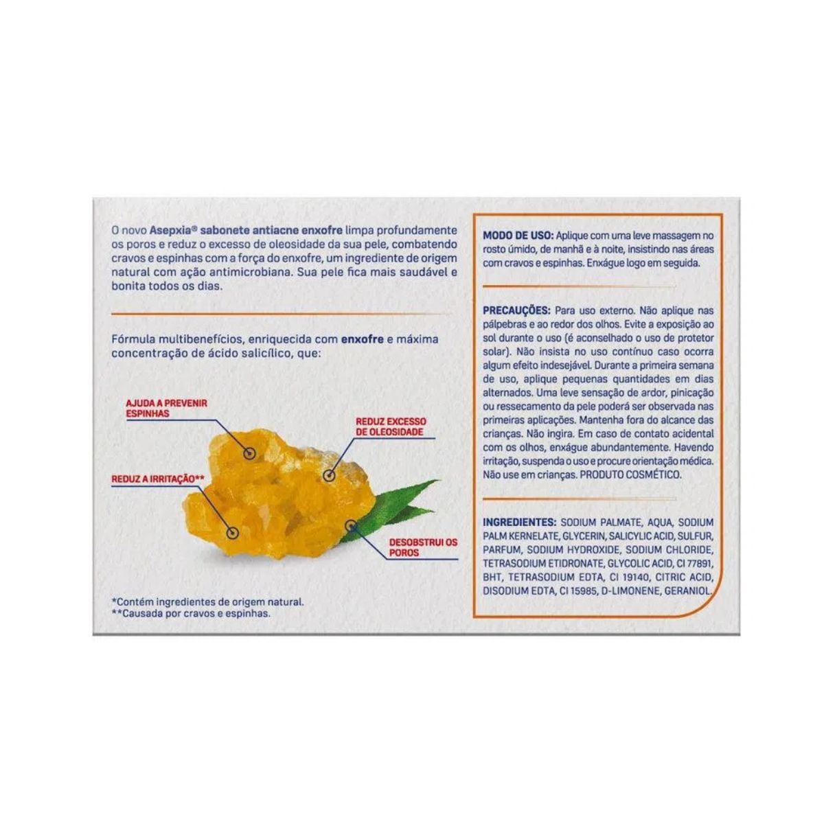 Sabonete em Barra Asepxia Enxofre 80 g