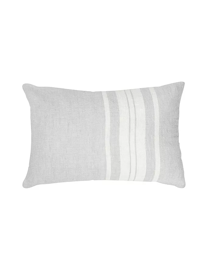 Anaya Home Light Grey Bold Stripes Linen Down Lumbar Pillow