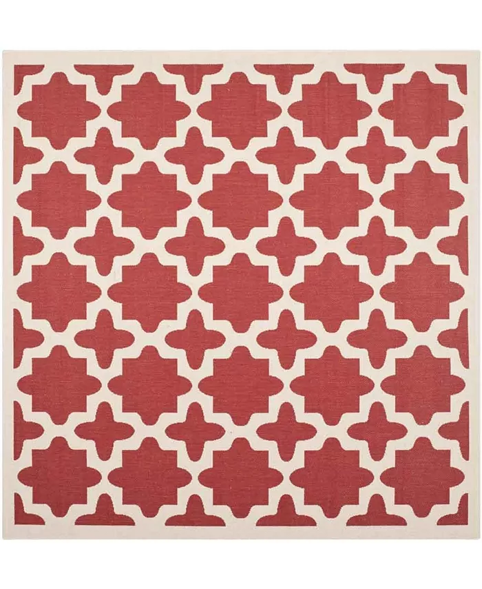 Safavieh Courtyard Red and Bone 4' x 4' Sisal Weave Square Outdoor Area Rug