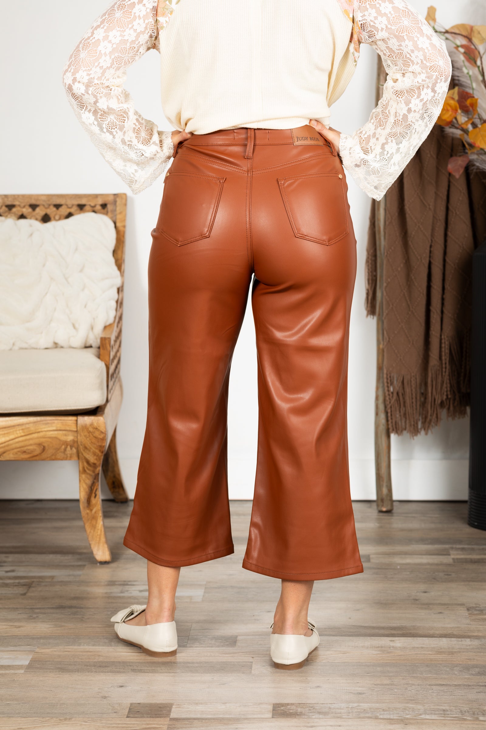 Judy Blue Tummy Control Faux Leather Crop Pant