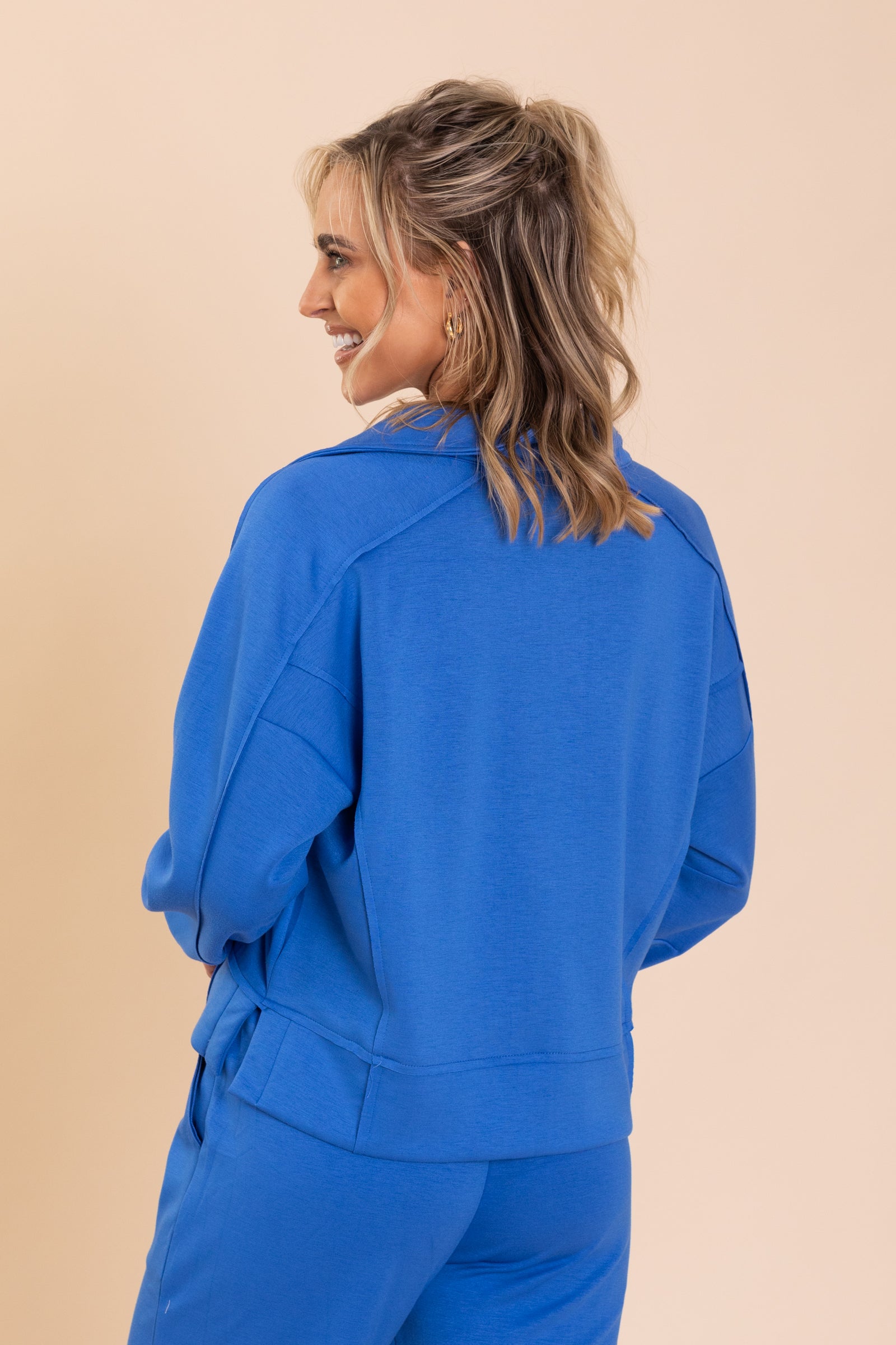 Collared V-Neck Scuba Sweatshirt