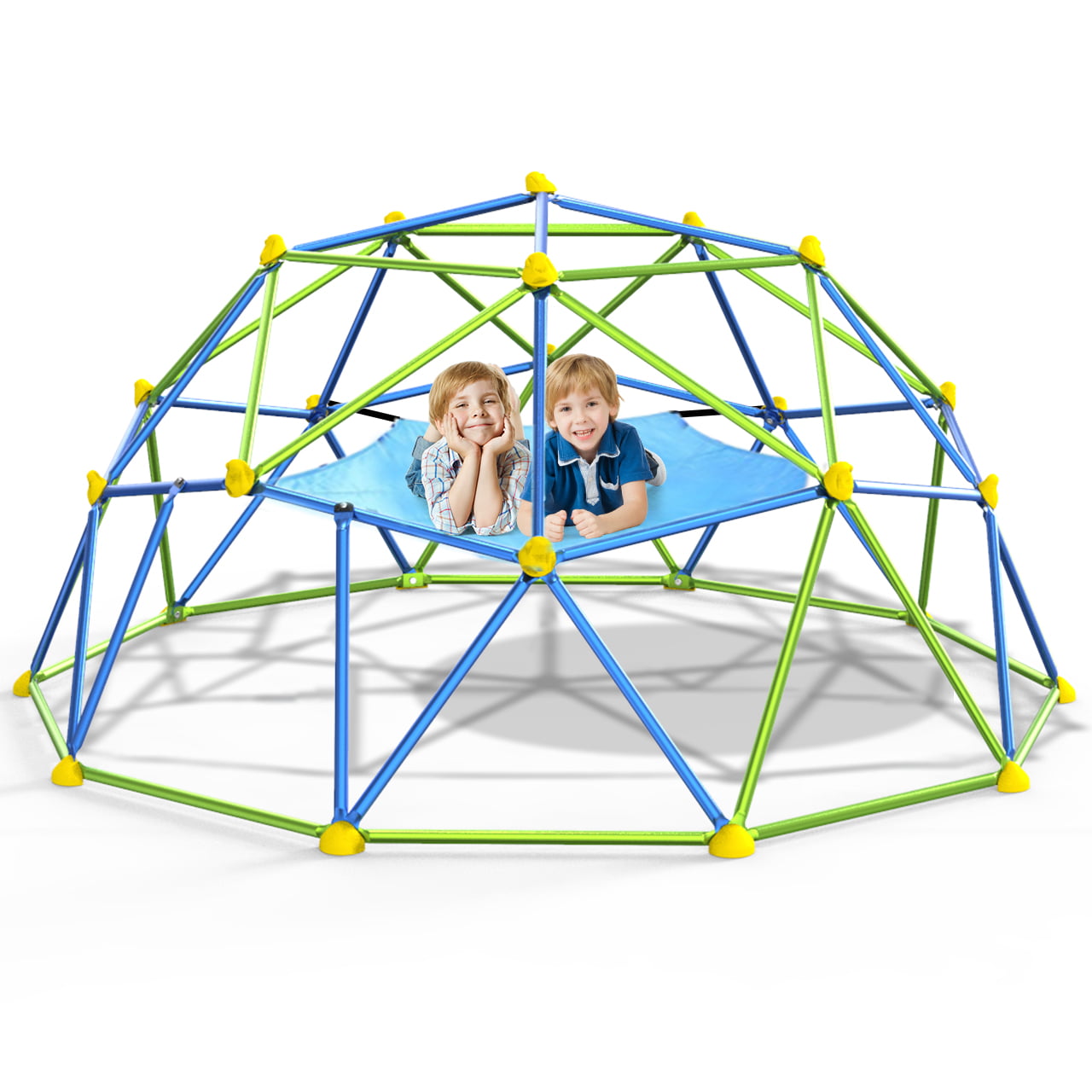GIKPAL Climbing Dome， 10FT Dome Climber with Canopy Monkey Bars for Kids 3 to 10 Outdoor Play Equipment， Supports up to 1000lbs Jungle Gym， Anti-Rust， Easy Assembly， Gift for Kids - Blue+Green
