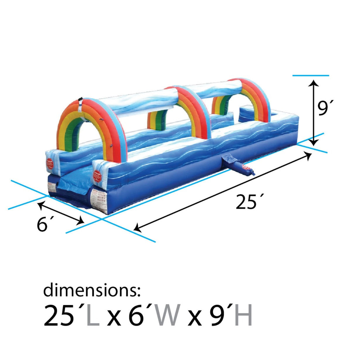 TentandTable Commercial Inflatable Slip n Slide， Blue Marble with Blower， 25'