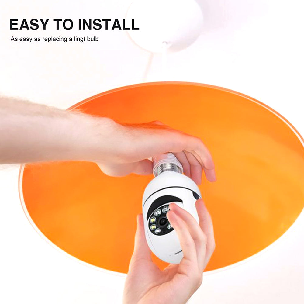 Bulb Camera， WiFi 360 Panoramic 1080P Security Camera with 2.4GHz WiFi 360 Degree Panoramic Viewing Wireless Home Surveillance Camera， Night Vision， Two Way Audio， Smart Motion Detection Tuya APP