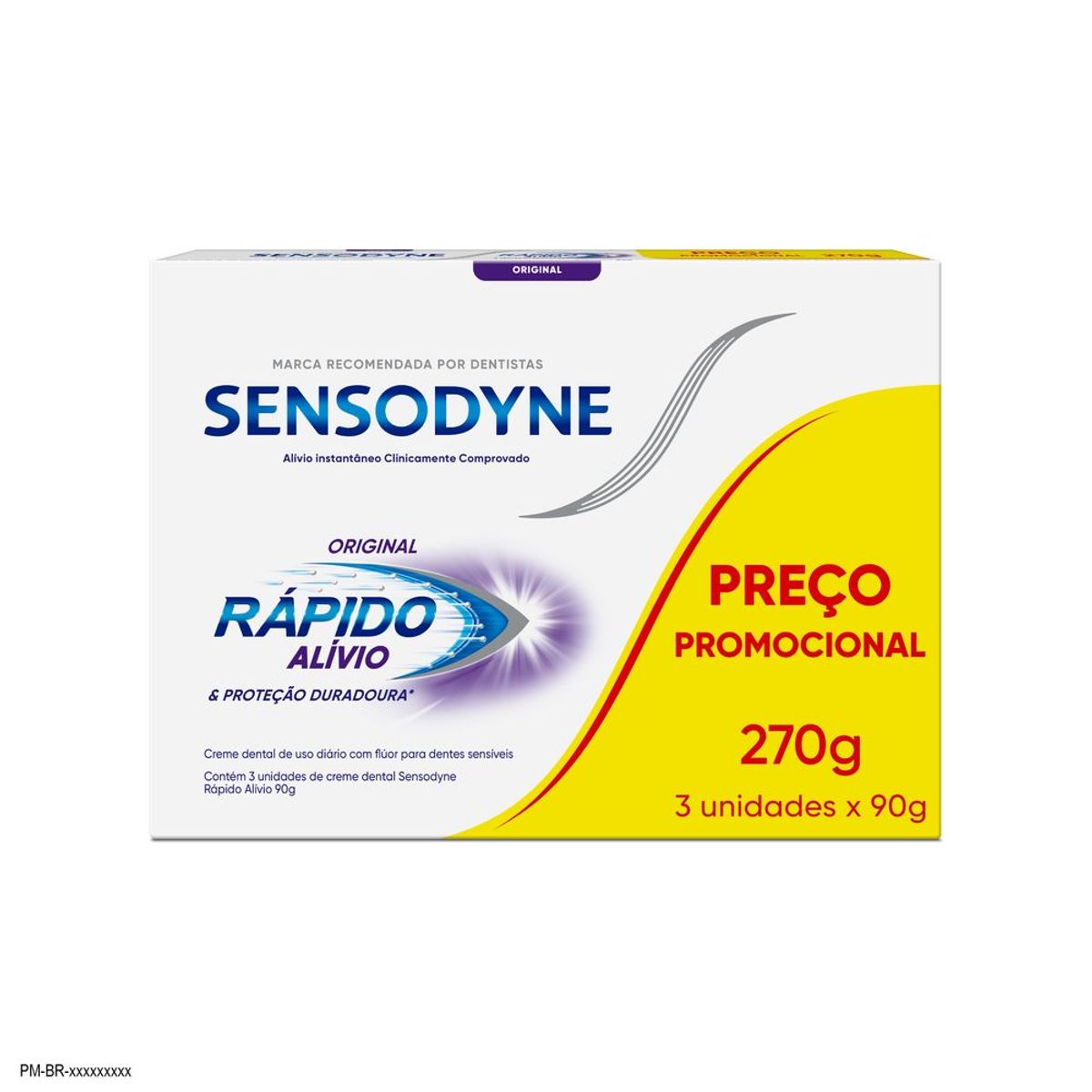 Kit Sensodyne Rapido Alivio Creme Dental Alivio em 60 Segundos Para Dentes Sensiveis 3 Unidades de 90g