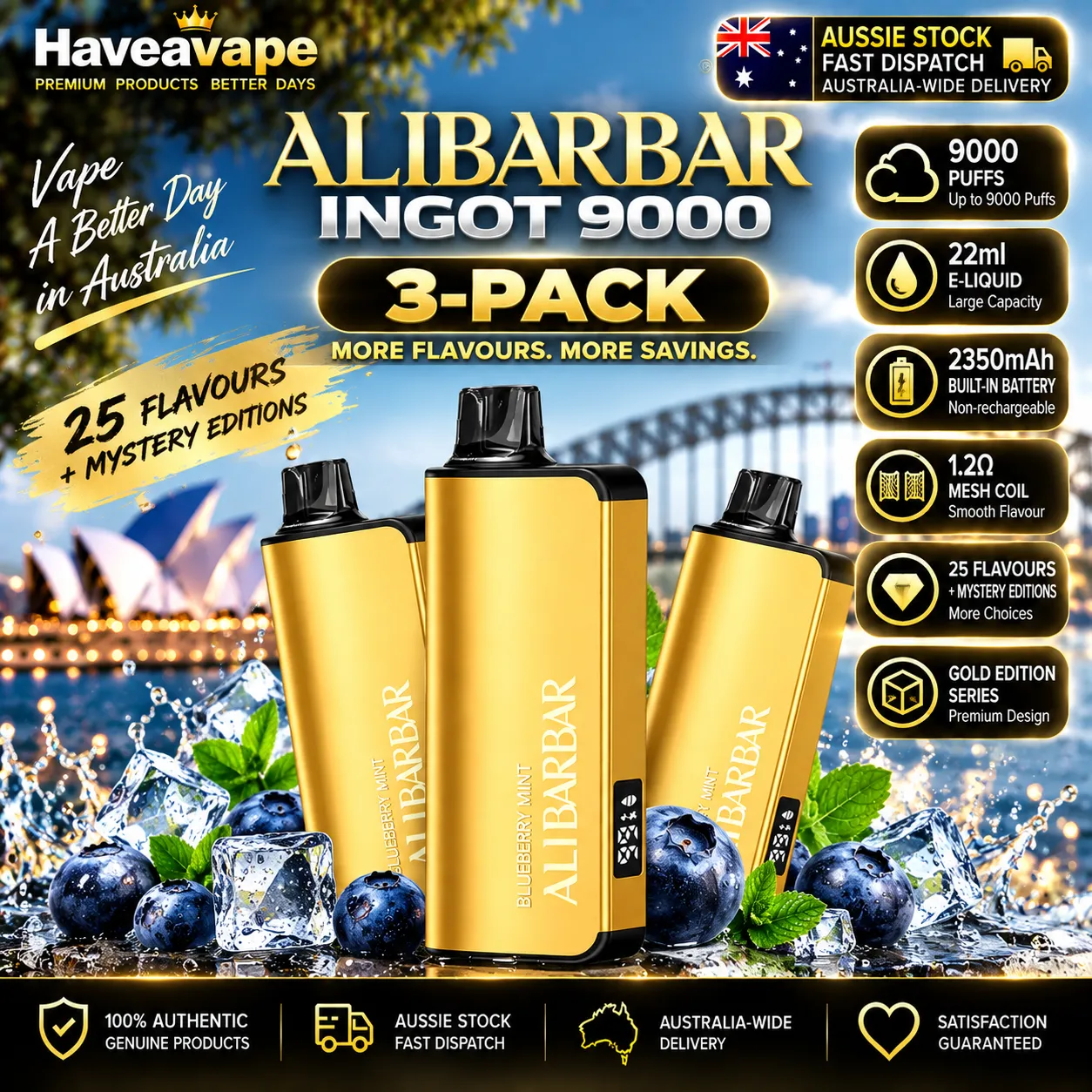 🔥 ALIBARBAR INGOT 9,000 Puffs | 3/5/10 Pack Bundle | Sydney Stock 🚚