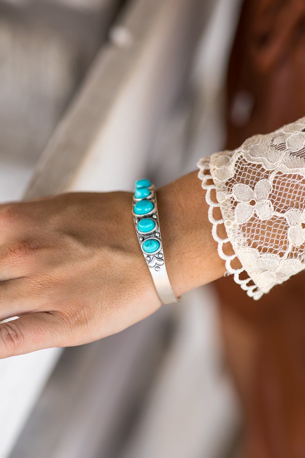 Turquoise Natural Stone Cuff Bracelet