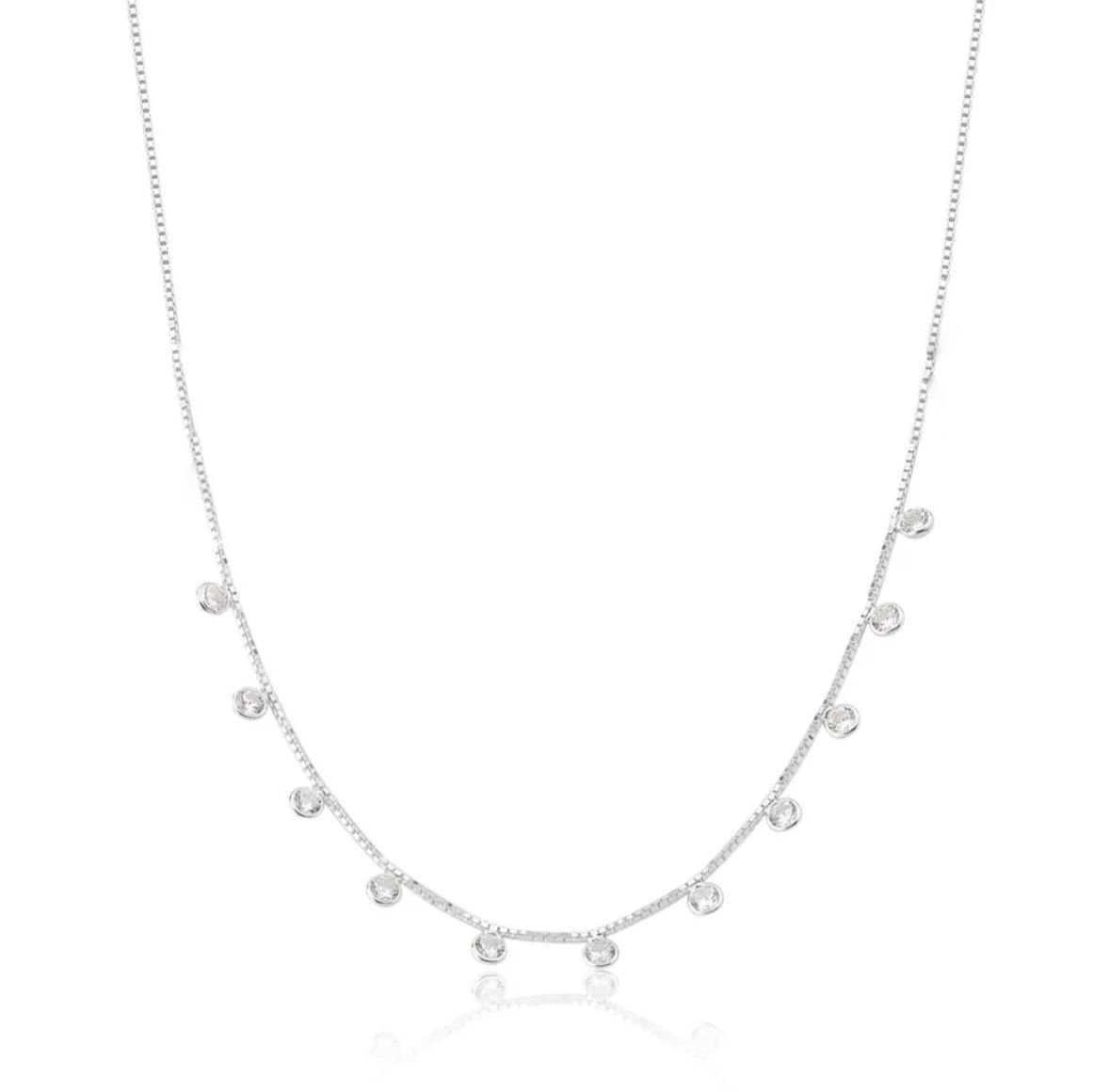 Choker Veneziana Zircônia Branca (Mod2)