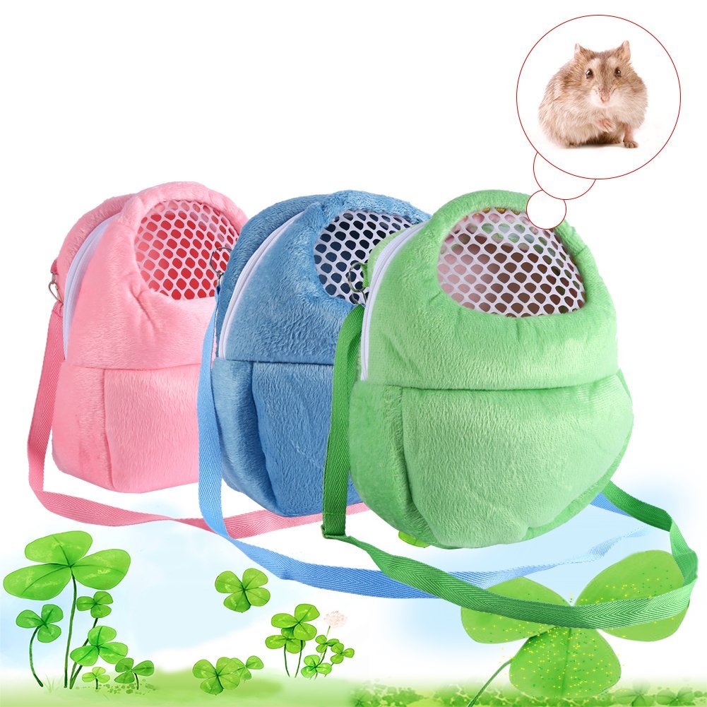 EECOO Breathable Shoulder Strap Portable Travel Handbag Backpack Small Pet Carrier Bag Animal Outgoing Bag for Hedgehog Hamster Mouse Rat Sugar Glider Squirrel Chinchilla Rabbit， Pink (M)