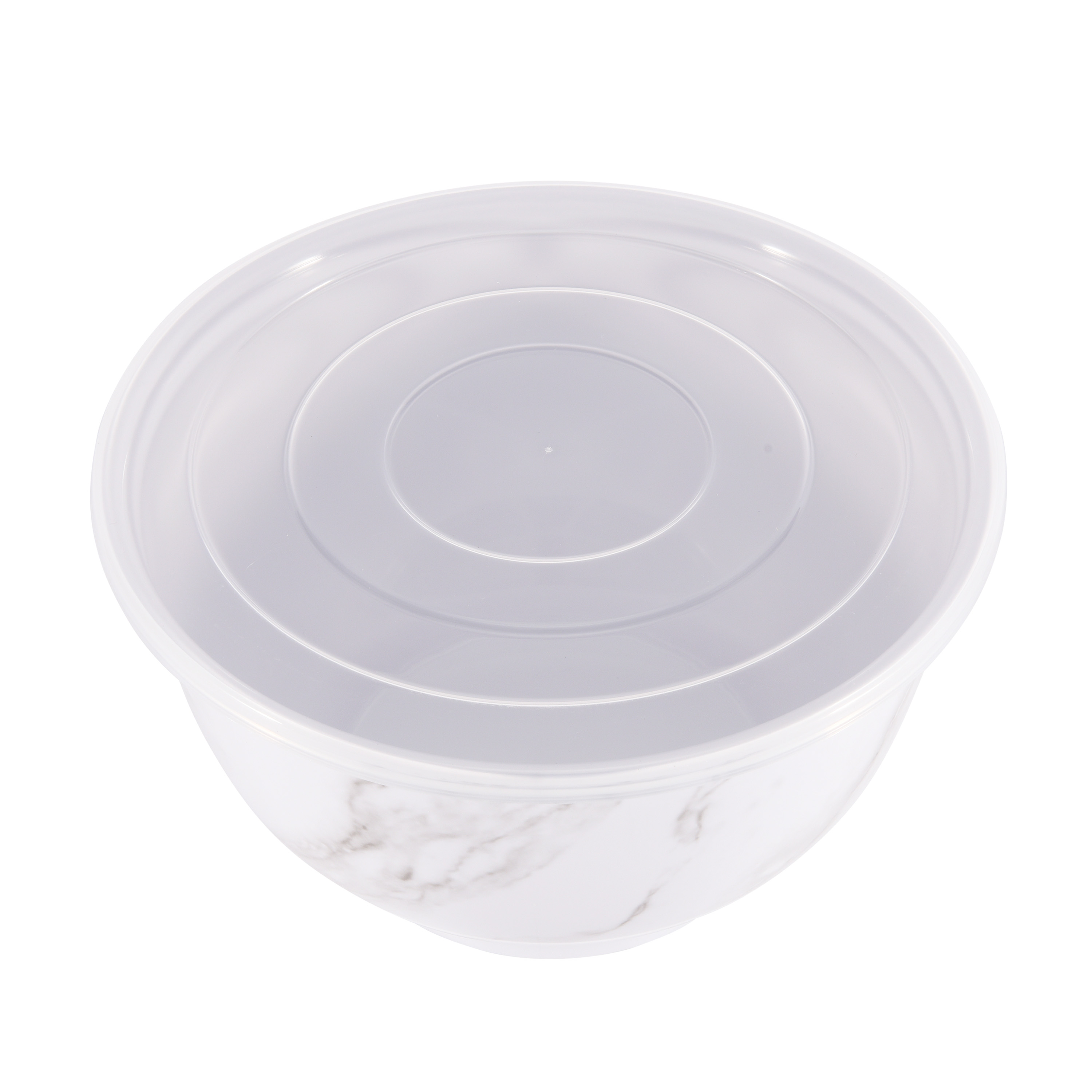 Better Homes and Gardens 6-Piece Melamine Serving Bowl Set with Lids， White Marble Print