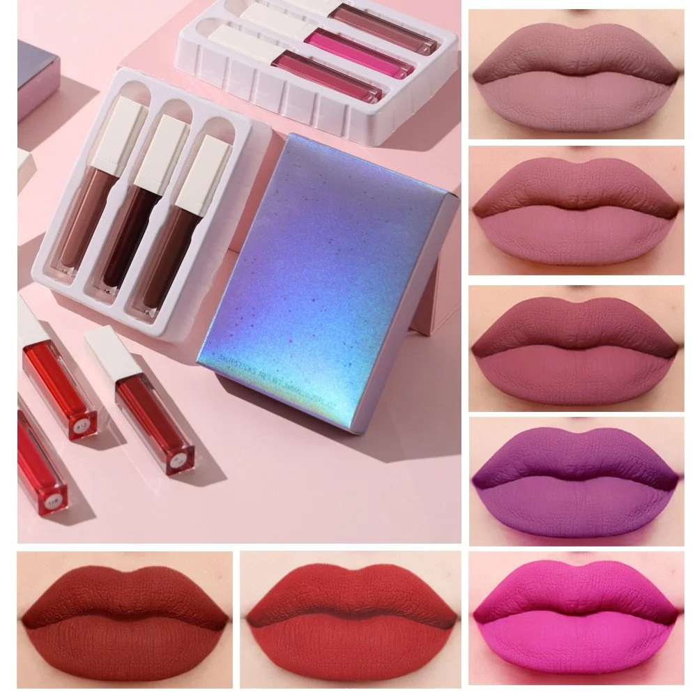3pcs Long-Lasting Nude Private Label Matte Liquid Lipsticks Set