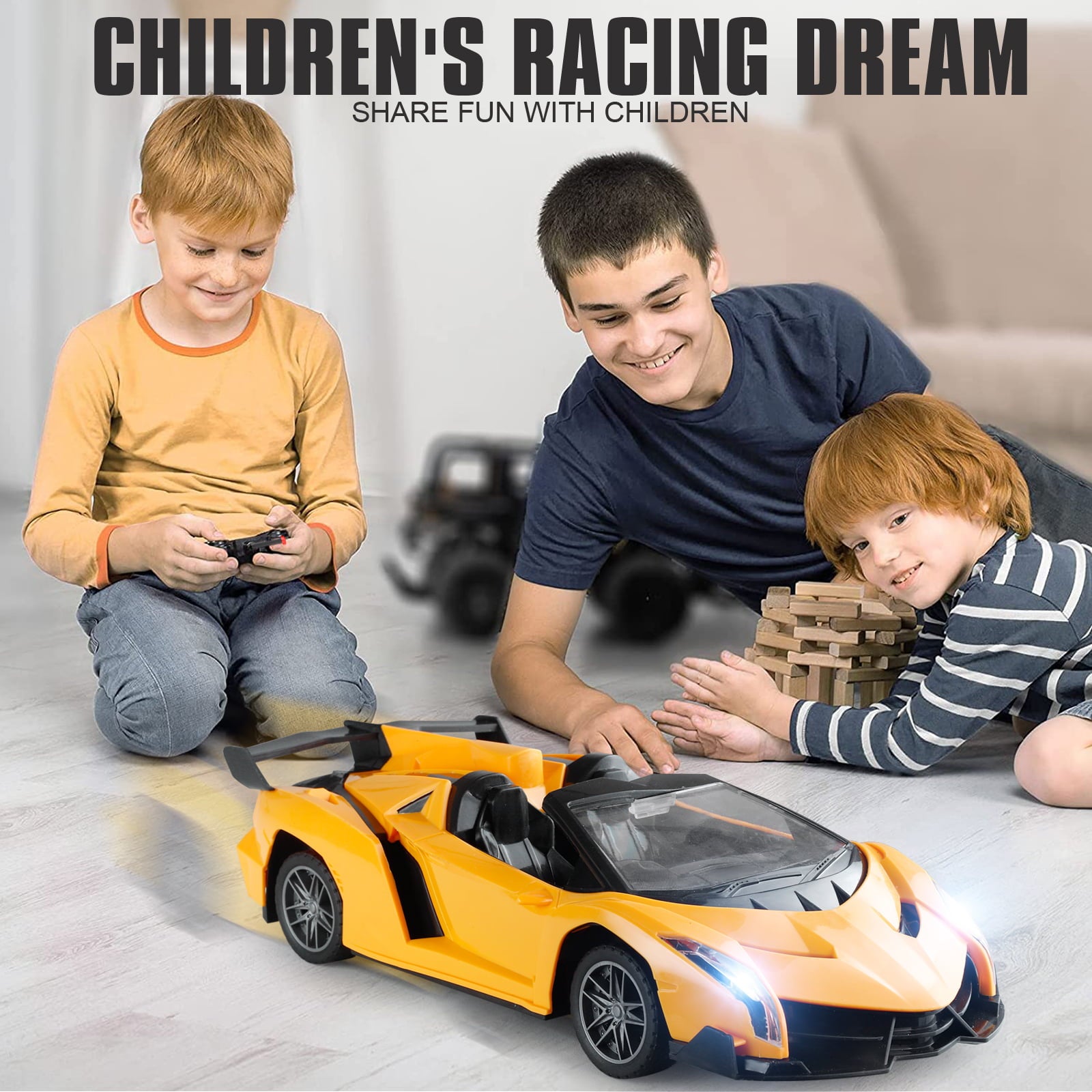 Remote Control Car RC Cars Xmas Gifts for Kids 1/18 Scale Electric Sport Racing Hobby Toy Car  Lamborghini Model Vehicle with Lights Kids Toys Gifts for 4 5 6 7 8 Year Old Boys