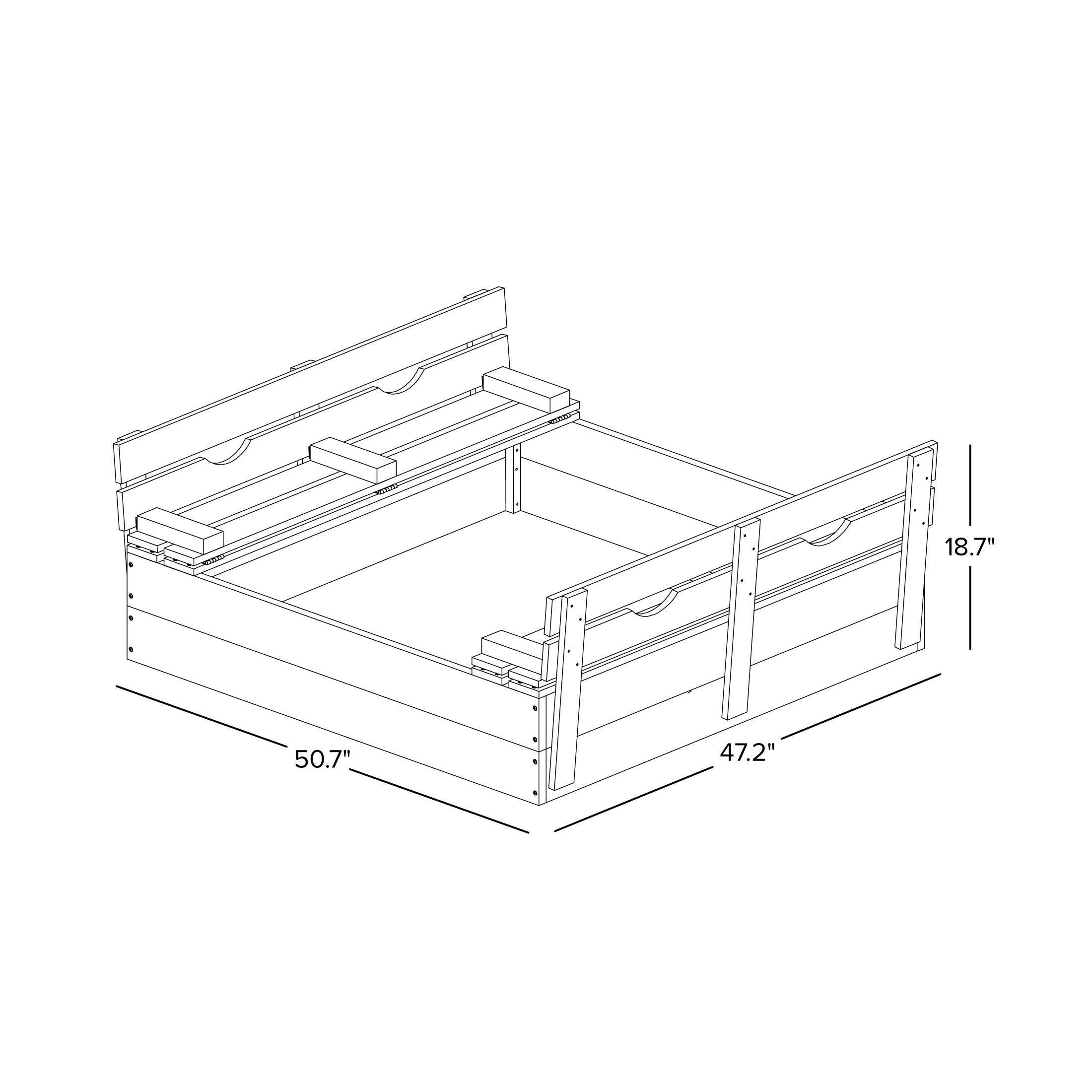 Sportspower 4.2’ x 4’ Rectangular Sandbox with 2 Wooden Bench and Ground Liner