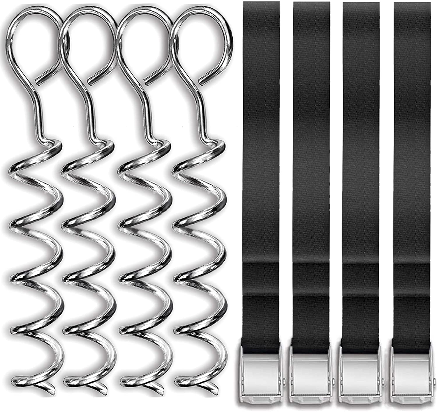 Trampoline Corkscrew Stakes-Heavy Duty Steel Anchor Kit for Trampolines