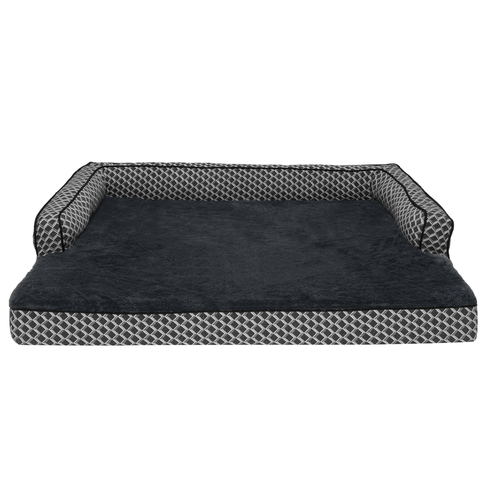 FurHaven Pet Products | Cooling Gel Memory Foam Orthopedic Plush and Decor Comfy Couch Pet Bed for Dogs and Cats， Diamond Gray， Jumbo