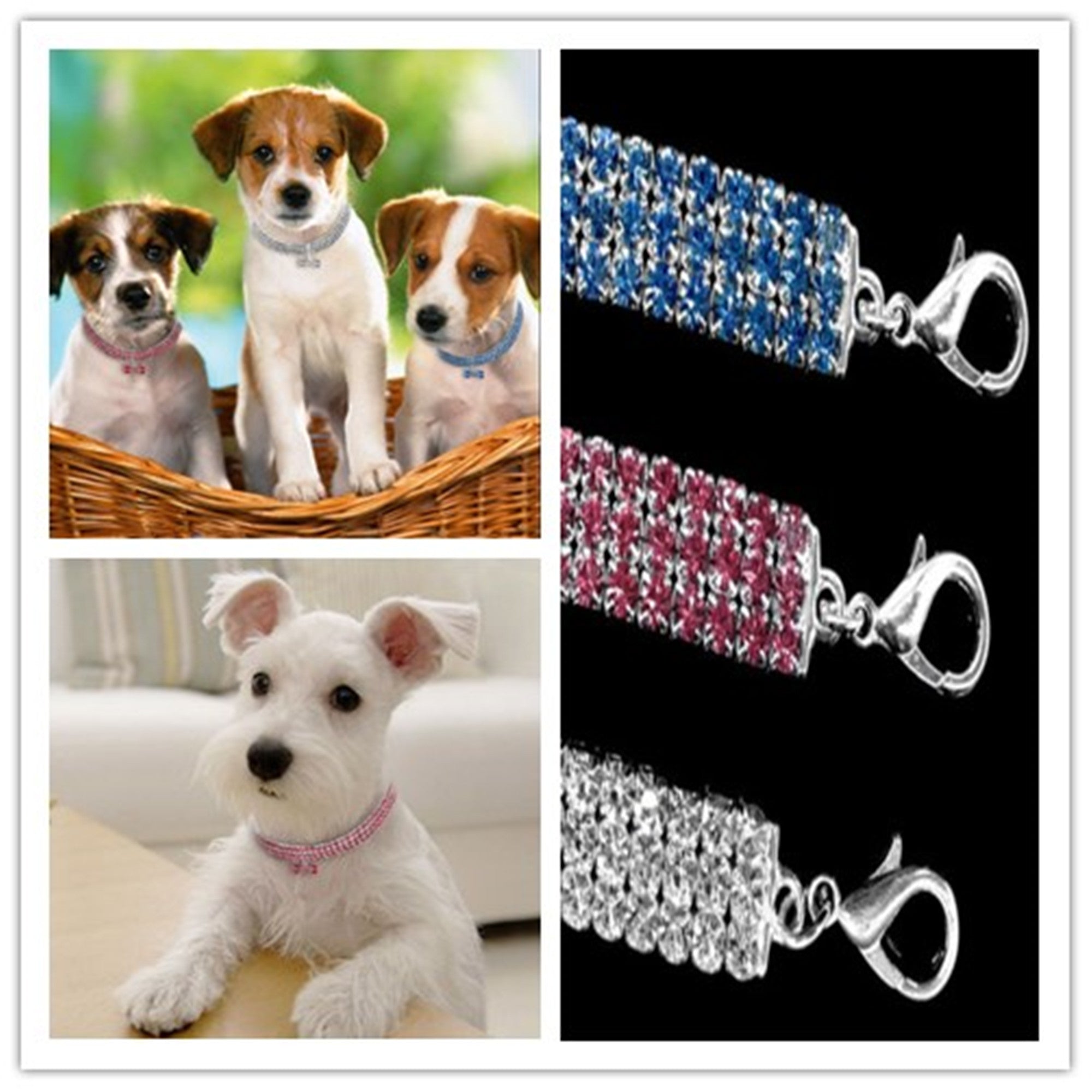 KelaJuan Animal Dog Collar，Diamond Bling Sparkly  Adjustable Collar Necklace for All Pet Dogs