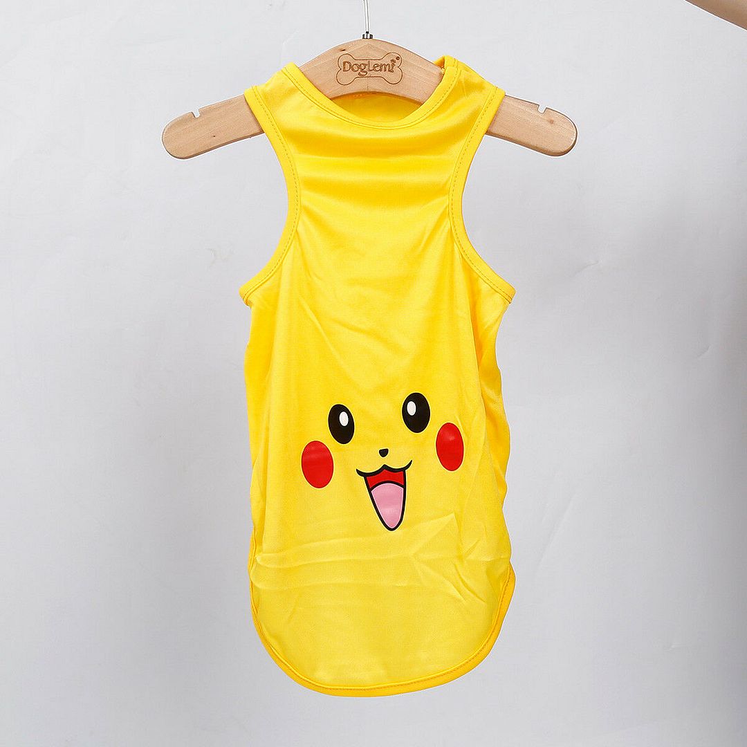 Cute Pokemon Logo t-Shirt Yellow Pokemon Design Shirt FOR SMALL DOGS Small Dog Sweater (XS)