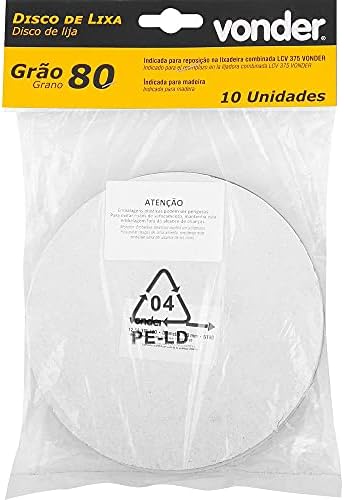 Disco De Lixa Com Costado Em Pluma 150 Mm, Gr?o 80, Com 10 Pe?as, Para A Lixadeira Lcv 375, Vonder.