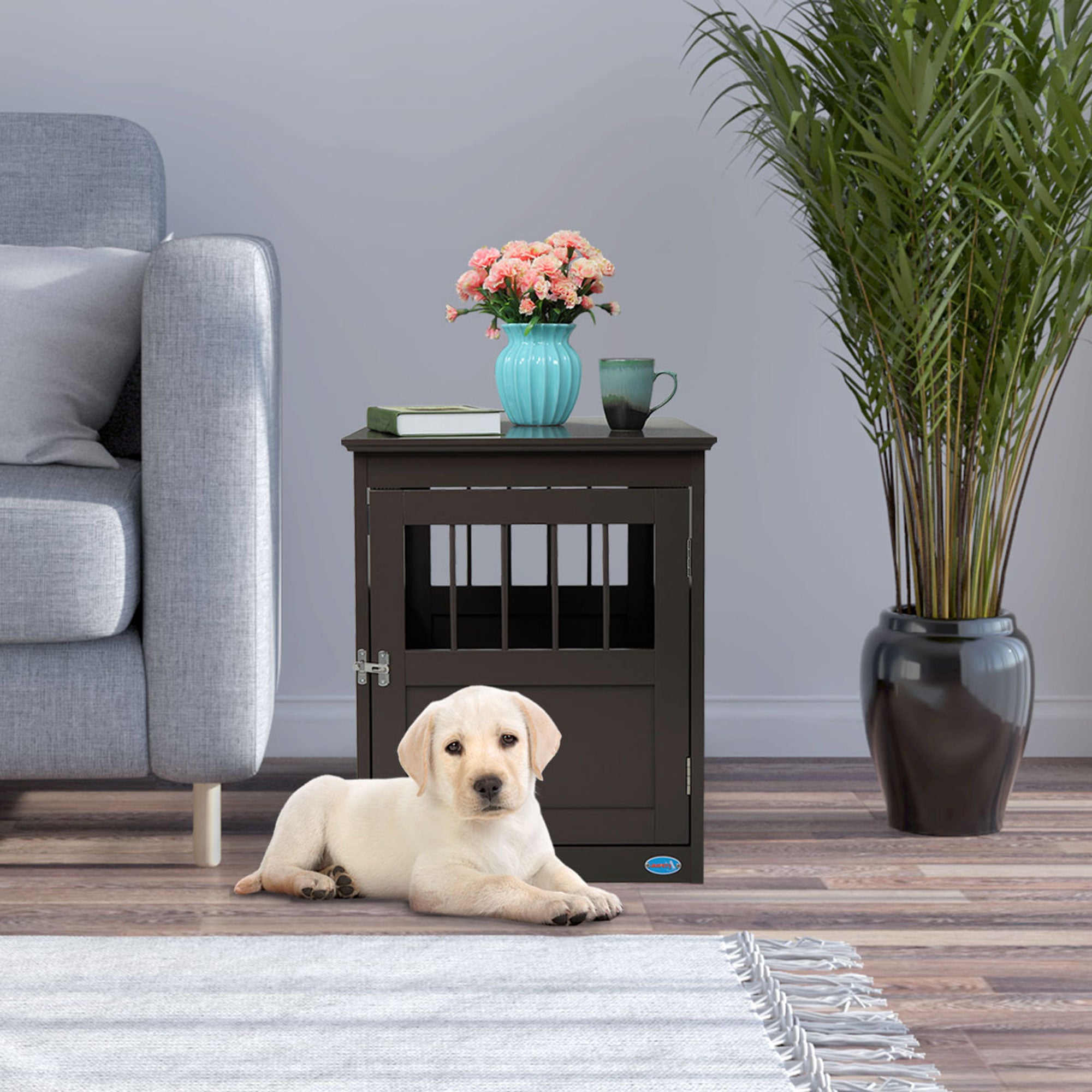 Coziwow Pet Crate End Table Wooden Dog Furniture Kennel Indoor Cage Brown