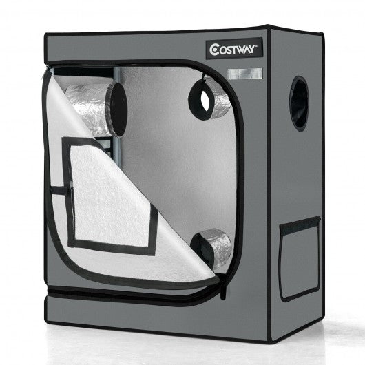 30 andtimes; 18 andtimes; 36 Inch Mylar Hydroponic Grow Tent with Observation Window and Floor Tray-Gray