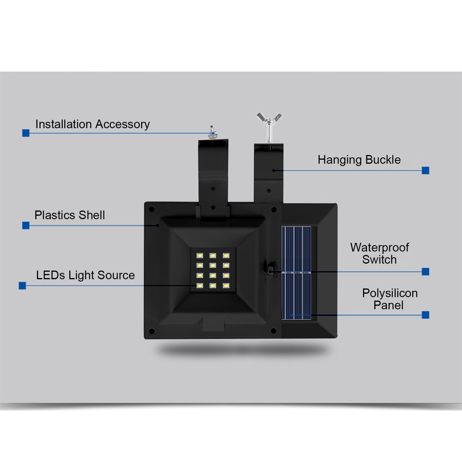 Walmeck Solar Waterproof Wall Light Outdoor Courtyard Decoration LEDs Solar Powered Landscape  Lamp