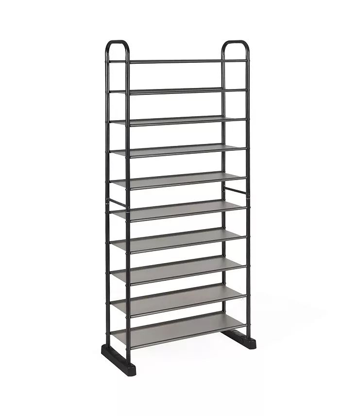 Costway 10-Tier Shoe Rack Space-saving Shoe Organizer W Metal Frame Shoe Tower