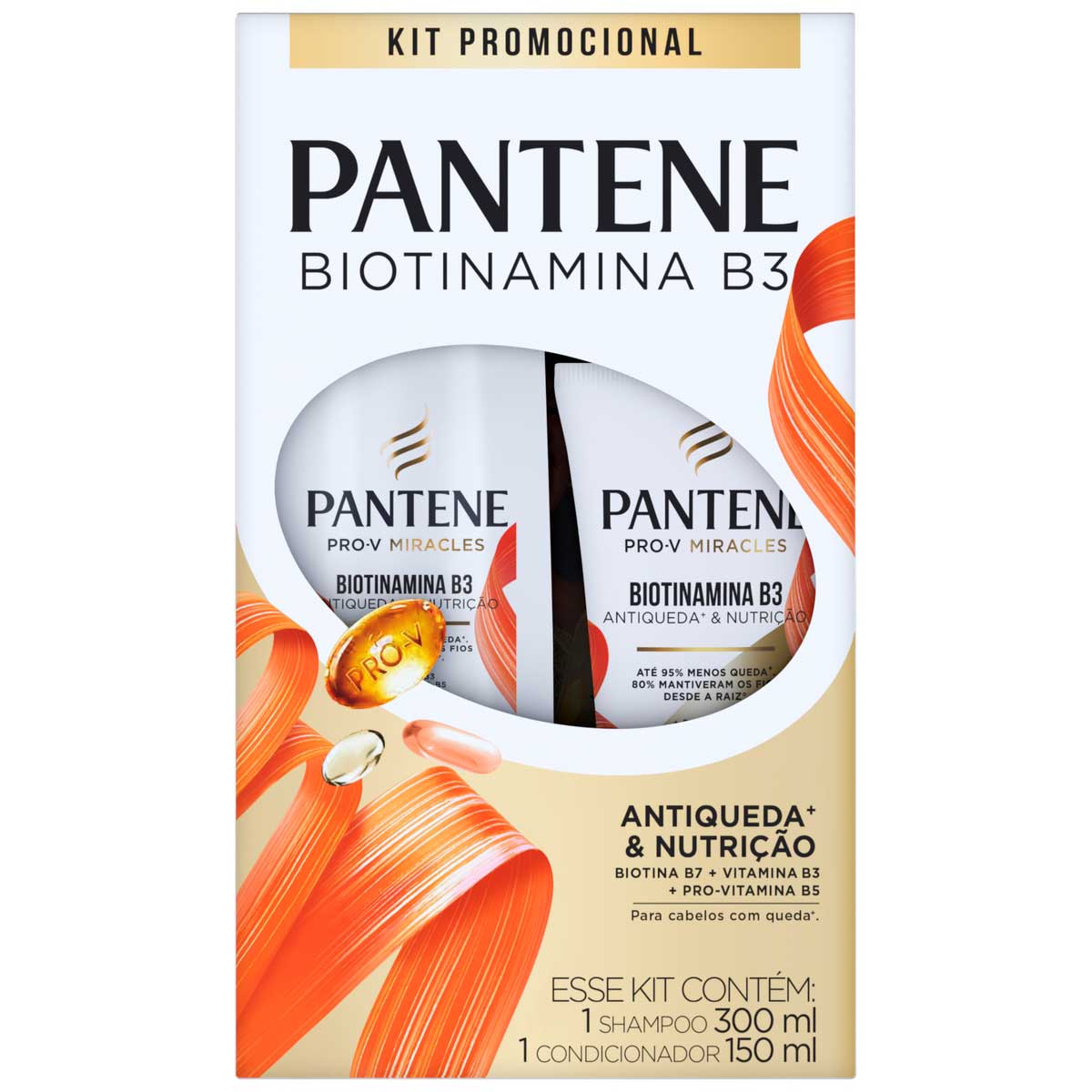 Kit Shampoo 300ml + Condicionador Antiquebra 150ml Pantene Biotinamina B3 Antiqueda & Nutricao