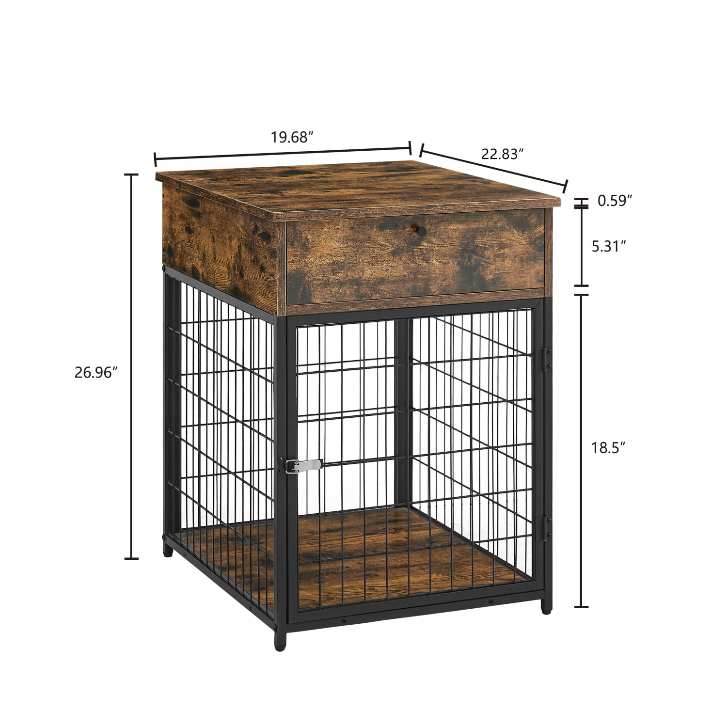BATE Dog Crate Furniture Small Dog Kennel Dogs Cage with Drawer Brown