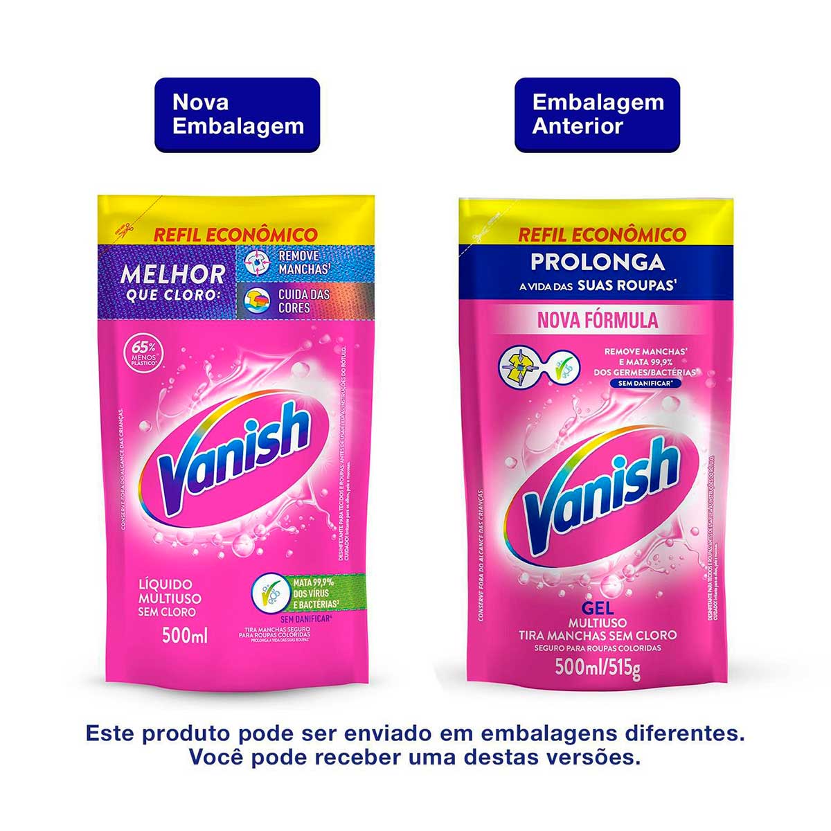 Tira Manchas Vanish Liquido Multiuso para roupas coloridas Refil Economico 500ml